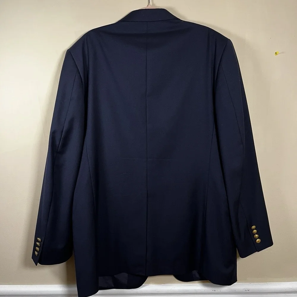 Lauren Ralph Lauren Navy‎ Blue Total Comfort Blazer 43L Gold Buttons Sport Coat